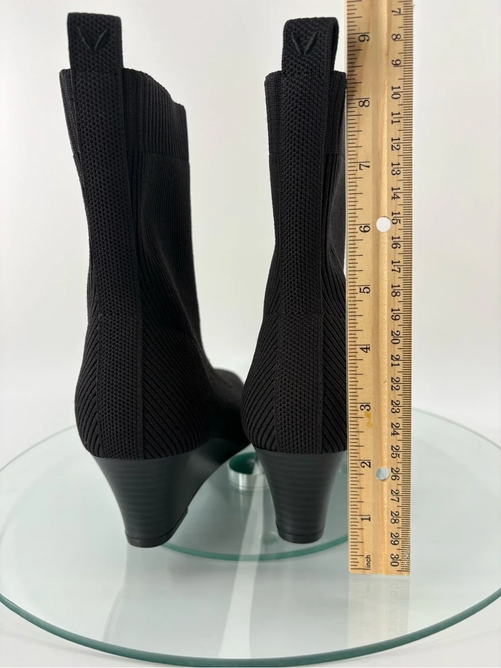 Vivaia Margot Square Toe Wedge Sock Booties Black Water Repellent Size 38